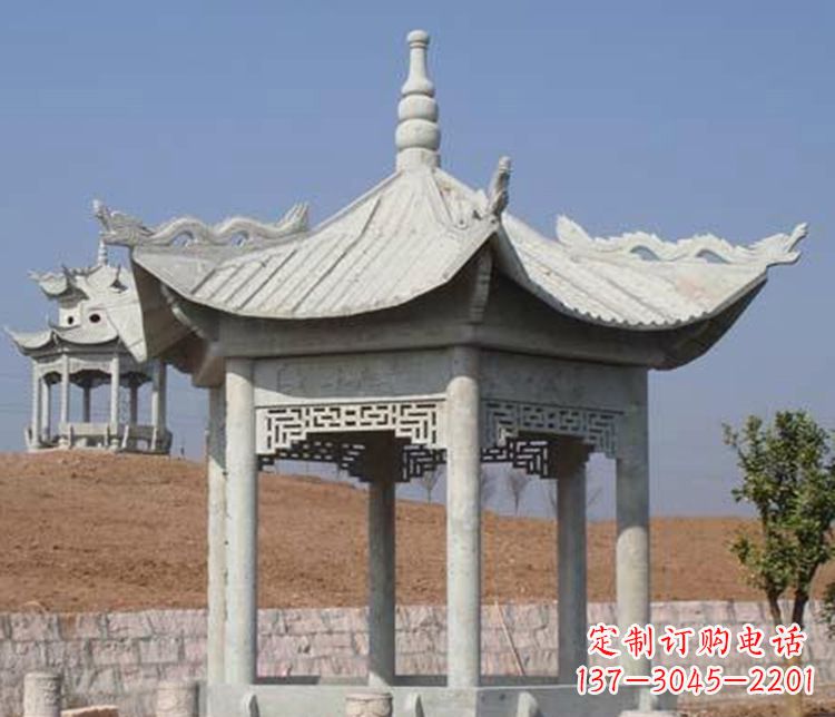 新乡大理石六角凉亭石雕 (3)