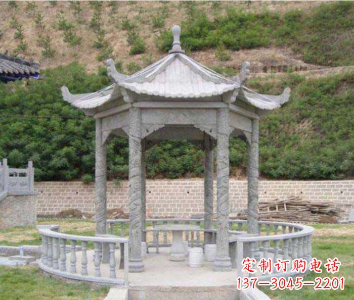 新乡大理石六角石雕凉亭 (2)