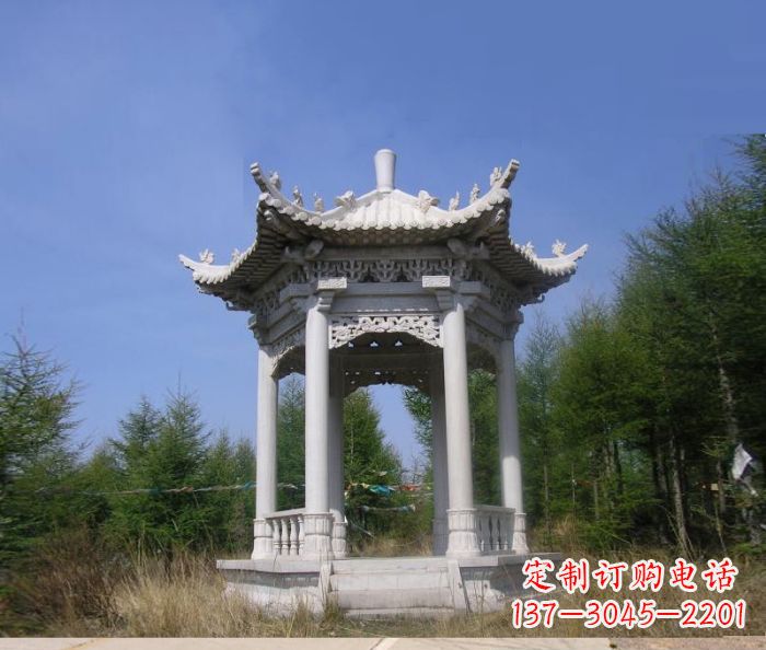 新乡大理石六角石雕凉亭 (3)