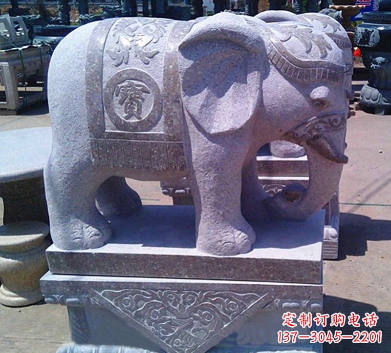 新乡大理石石雕招财进宝大象，传递招财进宝的吉祥祝福