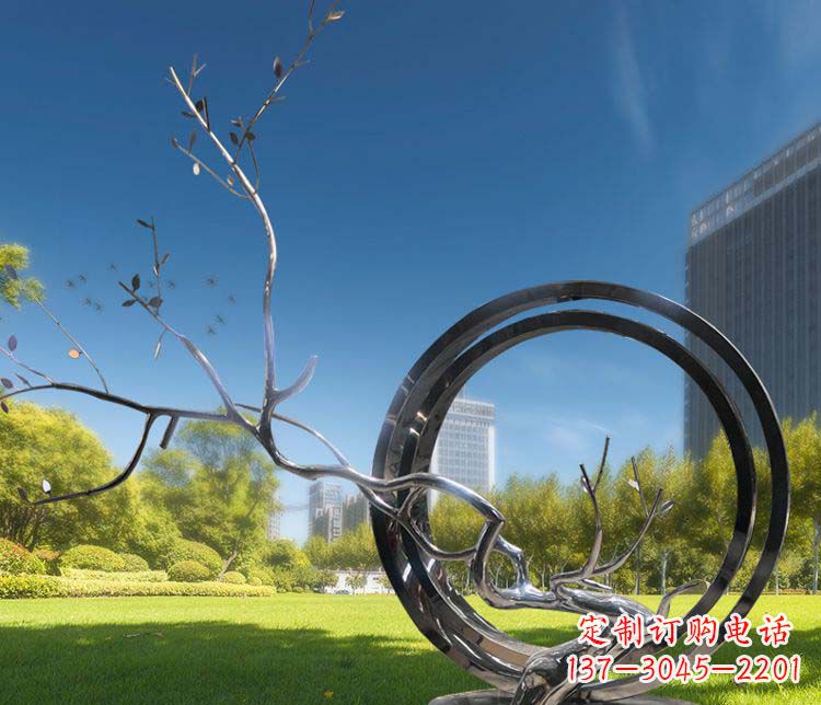 新乡大型不锈钢圆环景观雕塑