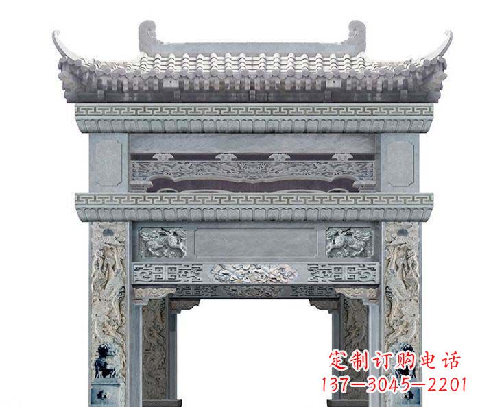 新乡单门村口石雕牌坊 (2)
