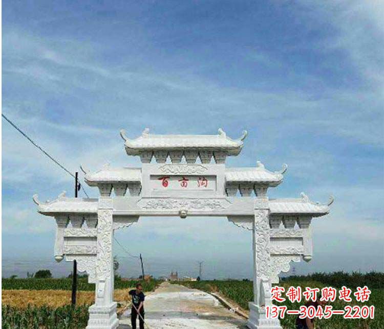 新乡单门石牌坊石雕_2