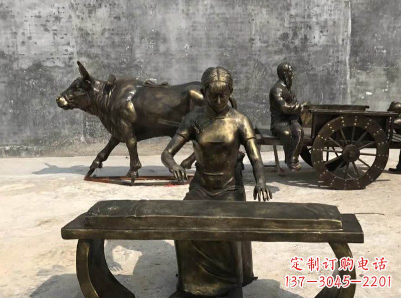 新乡弹古筝人物校园景观铜雕