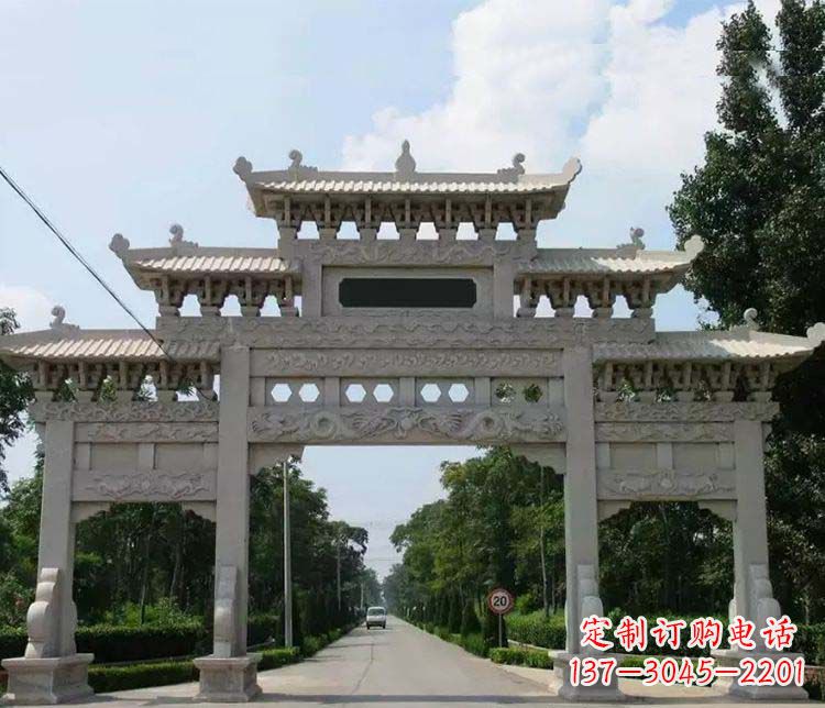 新乡道路三门牌坊石雕