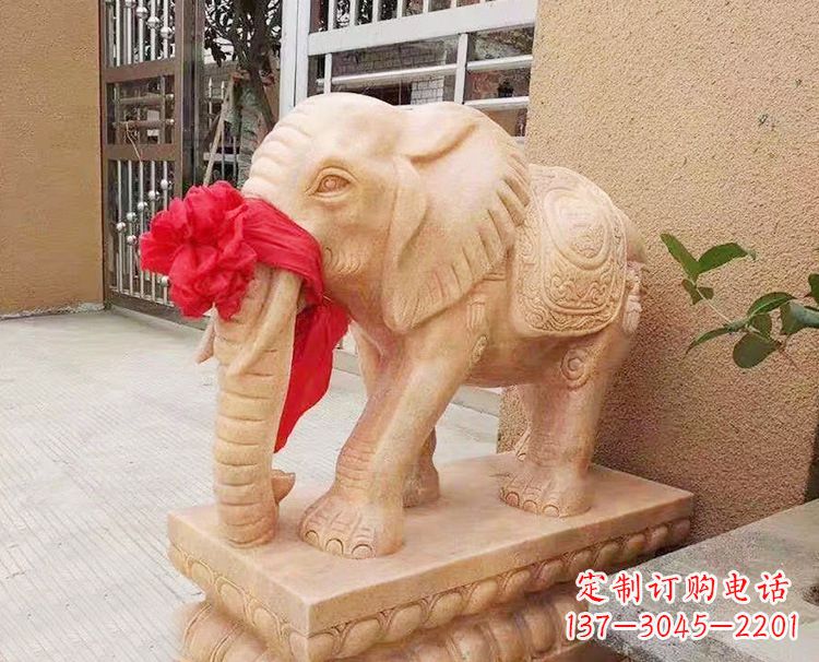 新乡精心雕刻大象石雕
