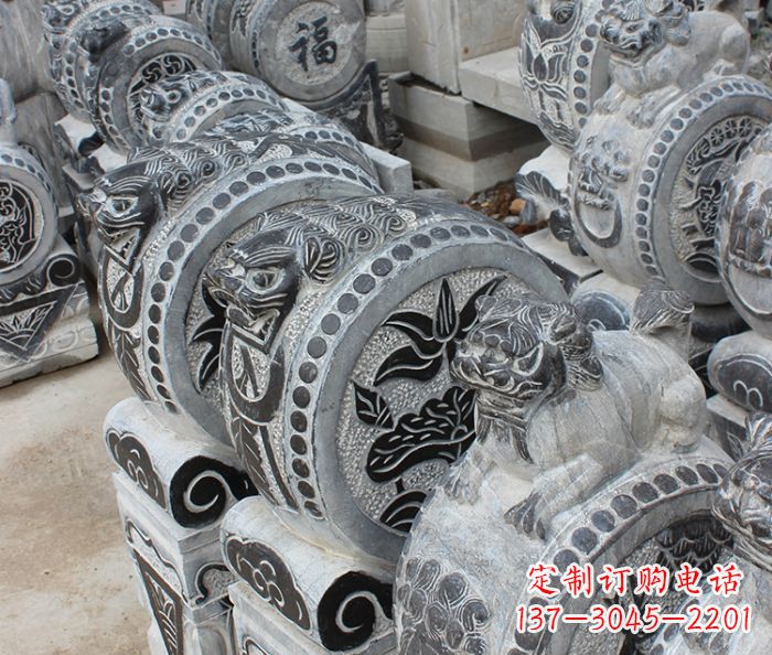 新乡仿古抱鼓石招财石门墩 (2)