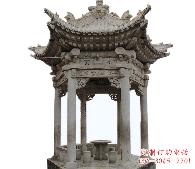 新乡精美仿古六角凉亭石雕