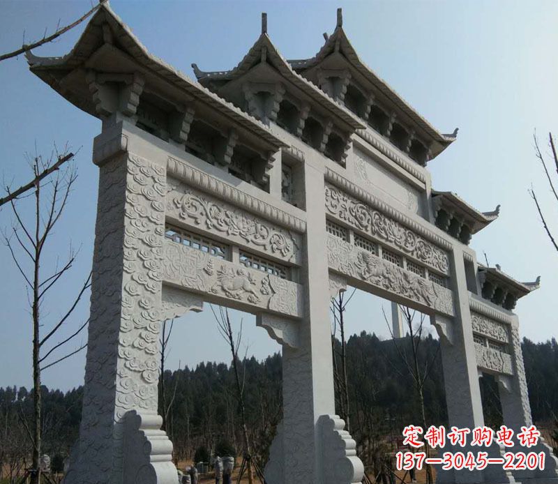 新乡仿古三门牌坊景观石雕
