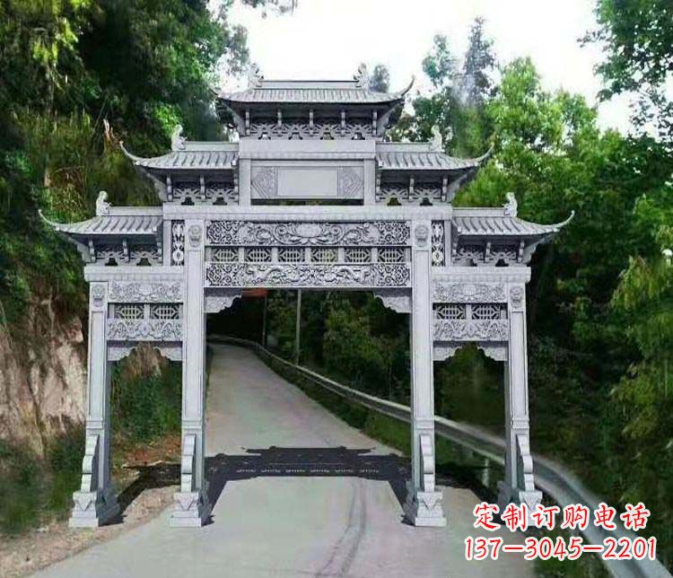新乡仿古三门牌坊石雕