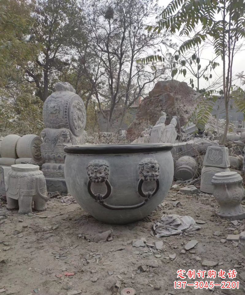 新乡仿古石雕水缸雕塑
