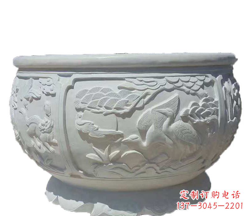 新乡精美仿古鱼缸石雕花盆雕塑