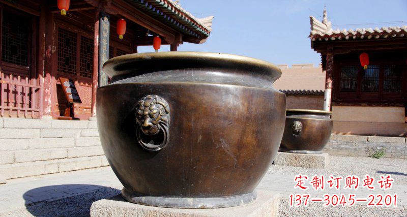 新乡精美铜制仿古水缸雕塑