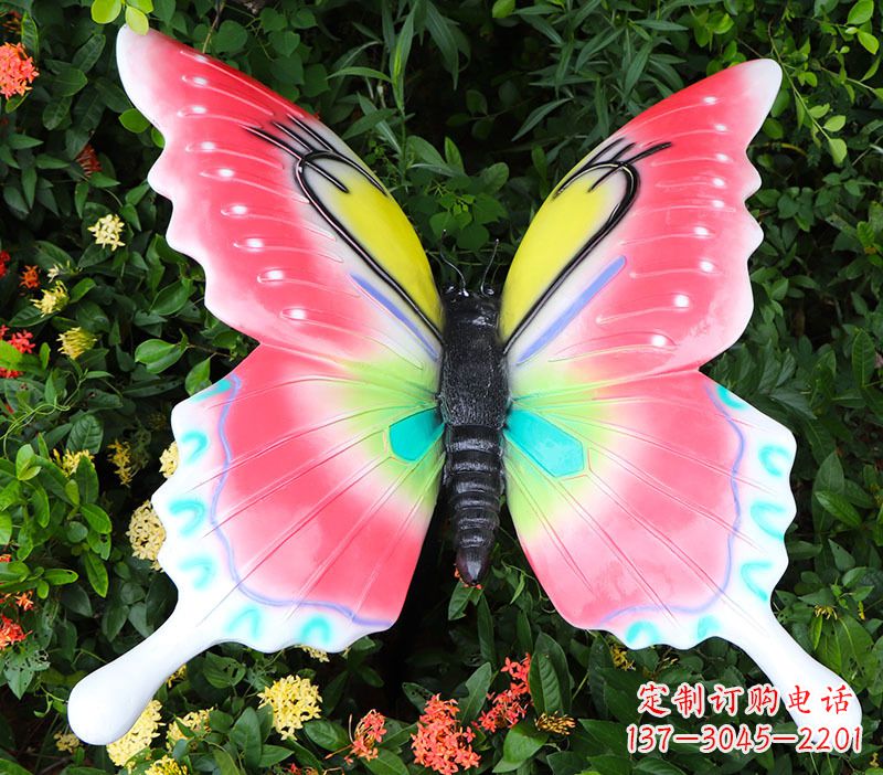新乡仿真蝴蝶摆件花园园林彩绘动物树脂雕塑