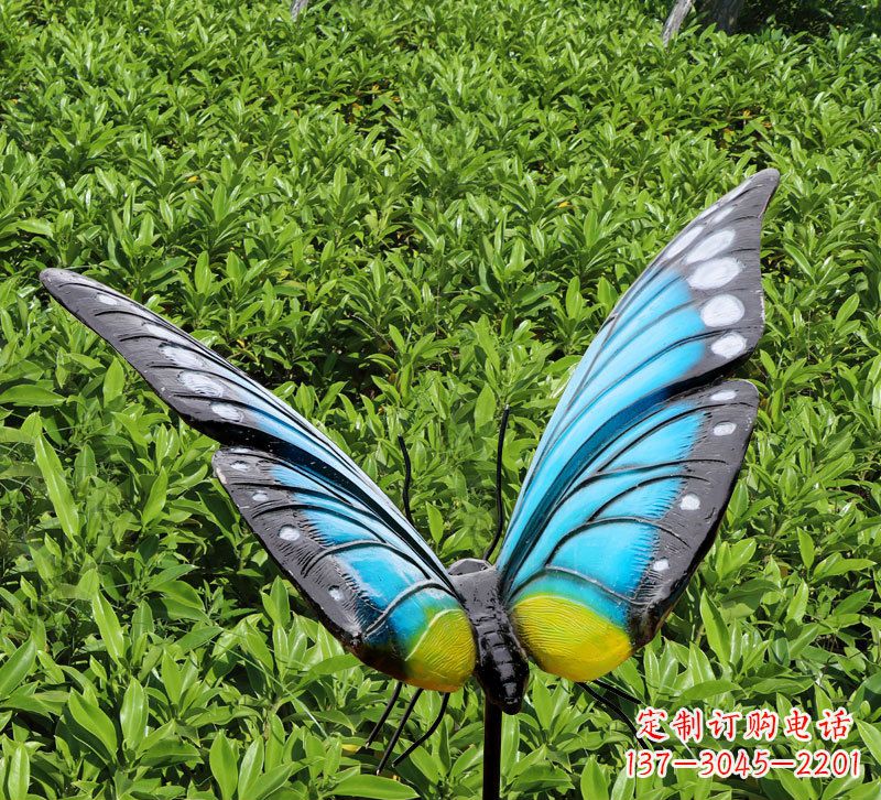 新乡仿真蝴蝶插件，玻璃钢公园昆虫雕塑