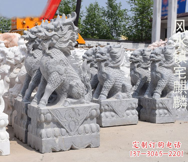 新乡精雕细琢的麒麟石雕