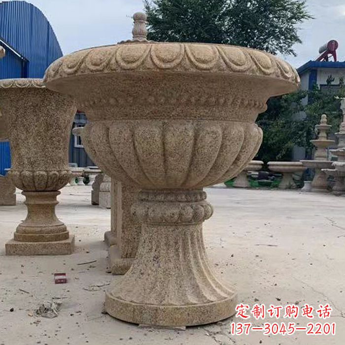 新乡优雅高墩欧式石雕花盆