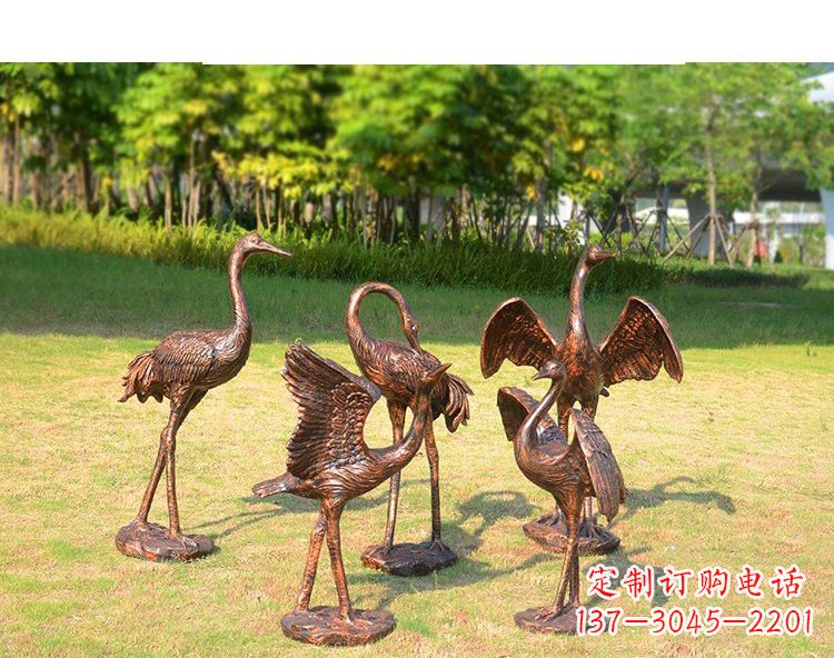 新乡仿铜钢玻璃摇头仙鹤雕塑