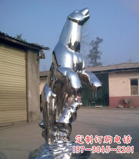 新乡公园不锈钢抽象北极熊动物雕塑