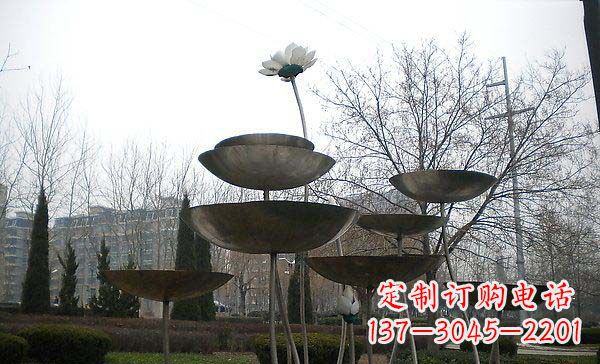 新乡中领雕塑定制不锈钢荷花景观雕塑