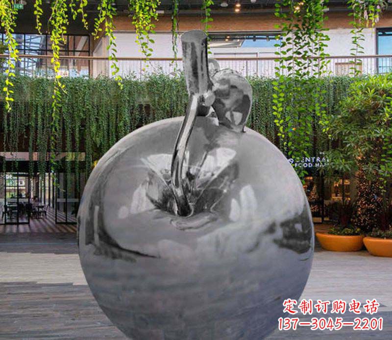 新乡公园时尚不锈钢镜面苹果雕塑