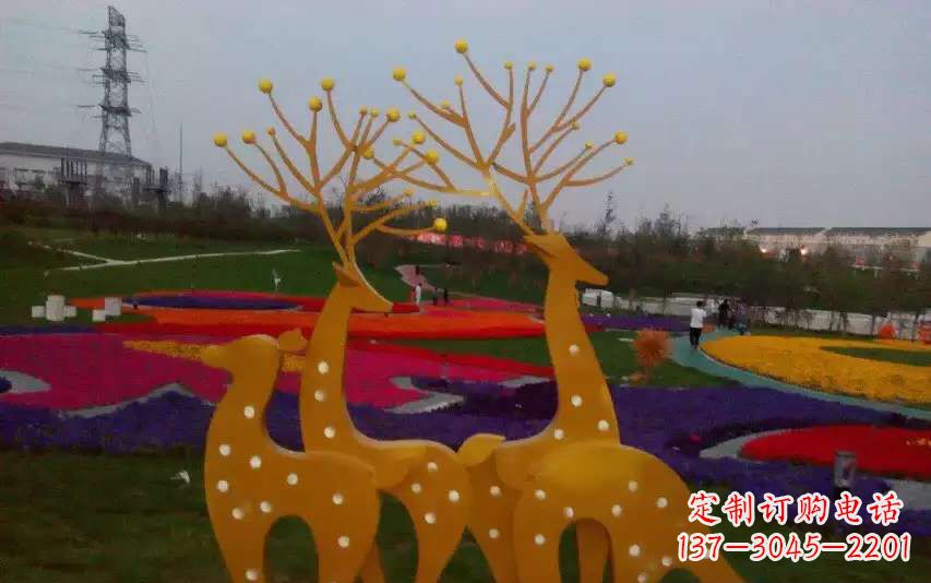 新乡不锈钢美陈动物鹿雕塑