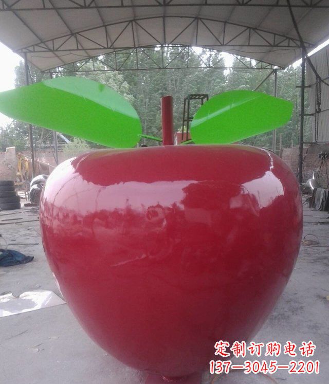 新乡黑凤凰不锈钢苹果景观雕塑
