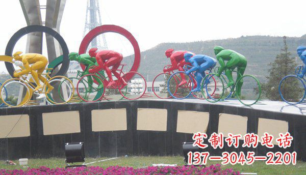 新乡品味传统,扬帆未来——不锈钢骑自行车雕塑
