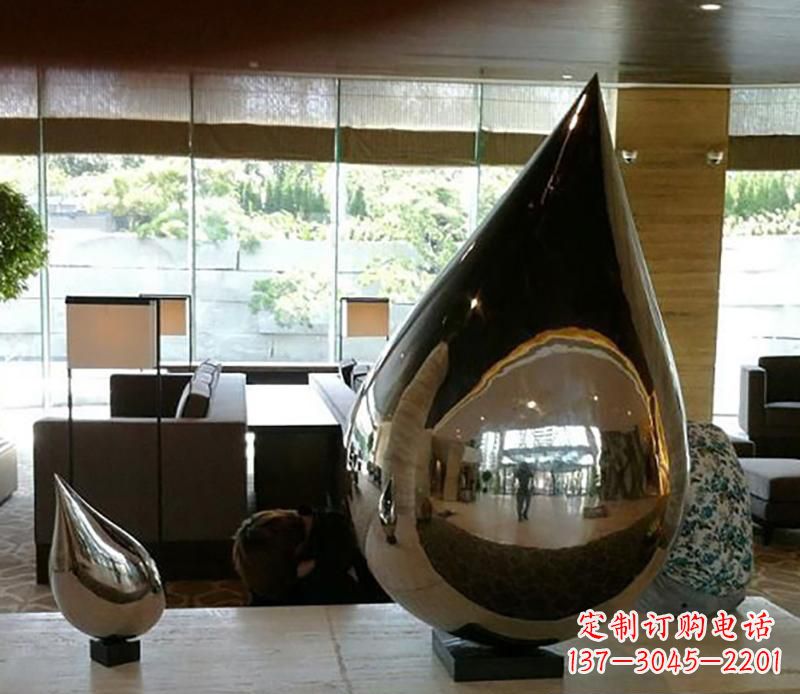 新乡公园不锈钢水滴球景观雕塑