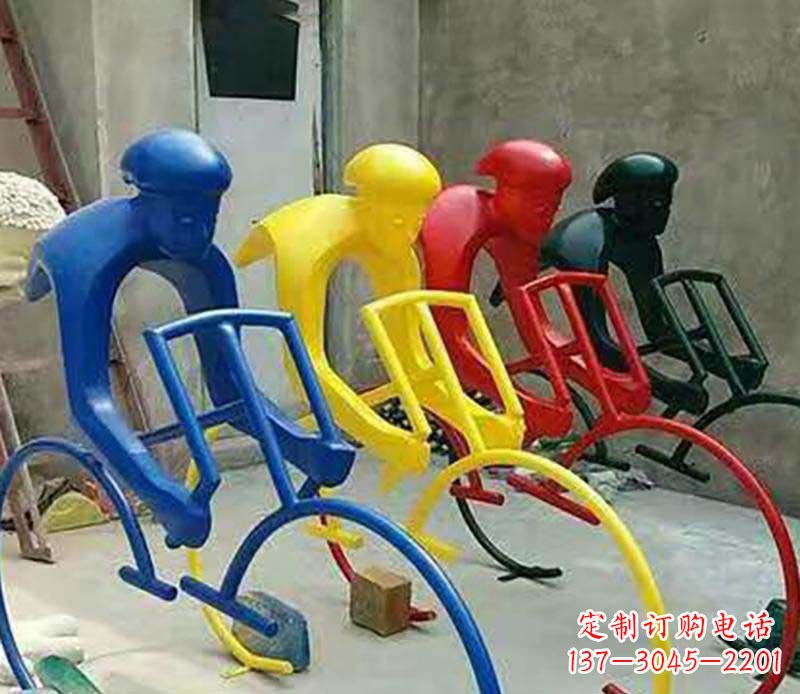 新乡不锈钢自行车运动人物景观雕塑