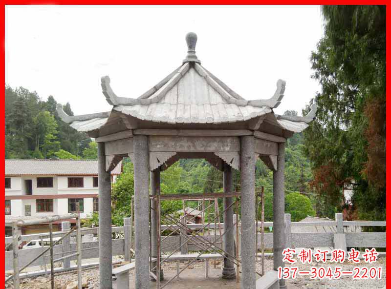 新乡精美大理石六角石凉亭雕塑