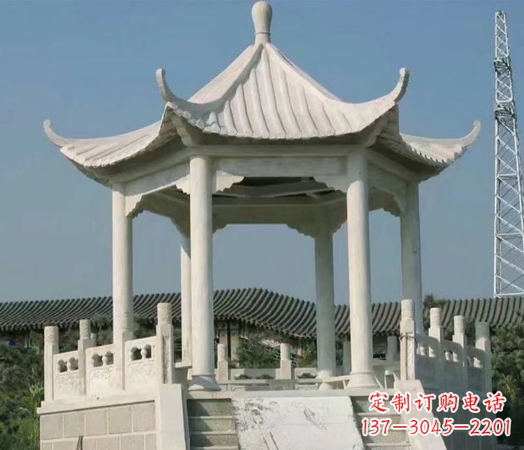 新乡极具视觉冲击力的大理石六角石凉亭雕塑