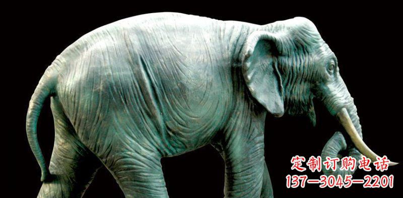 新乡公园大象动物铜雕 (3)