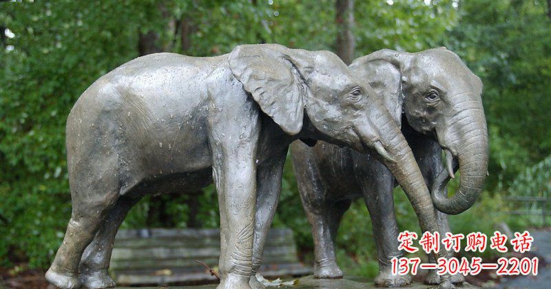 新乡公园大象动物铜雕 (2)