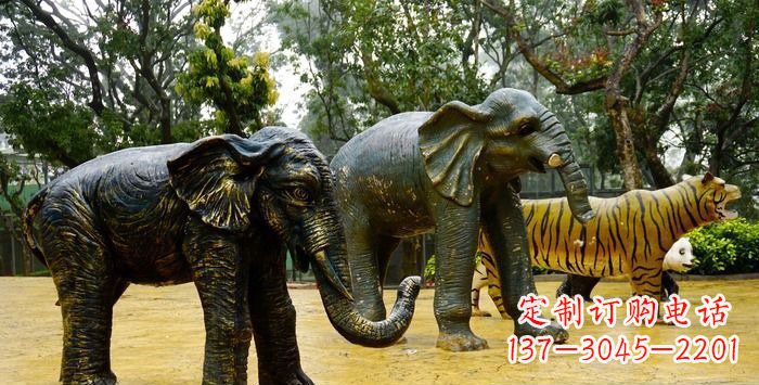新乡公园大象动物铜雕_1