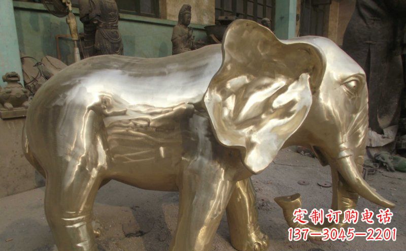 新乡公园大象动物铜雕_2