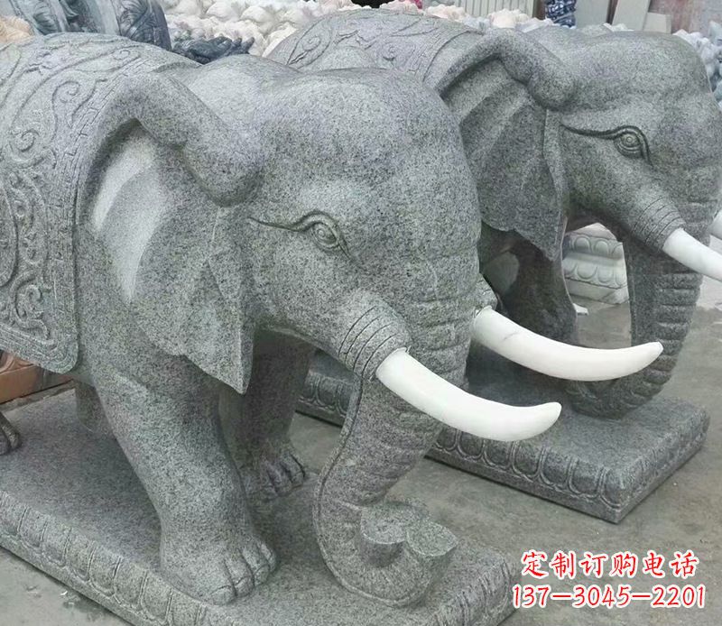 新乡象征力量的大理石大象雕塑