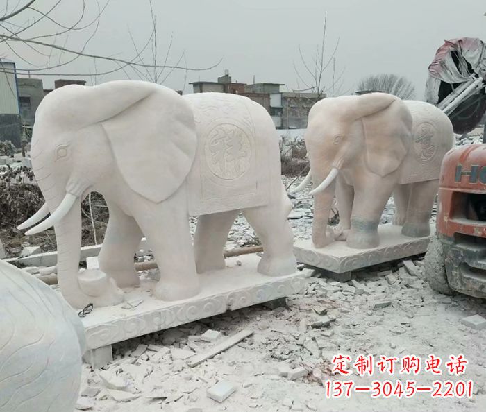 新乡公园动物大象石雕 (5)