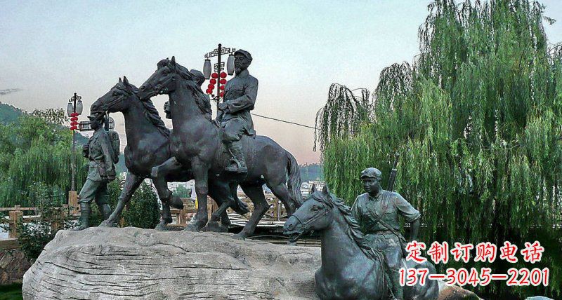 新乡公园红军骑马景观铜雕