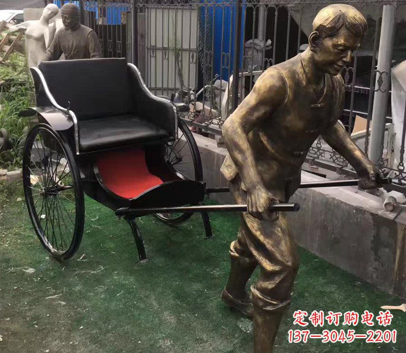 新乡精美铜雕车夫人物雕塑