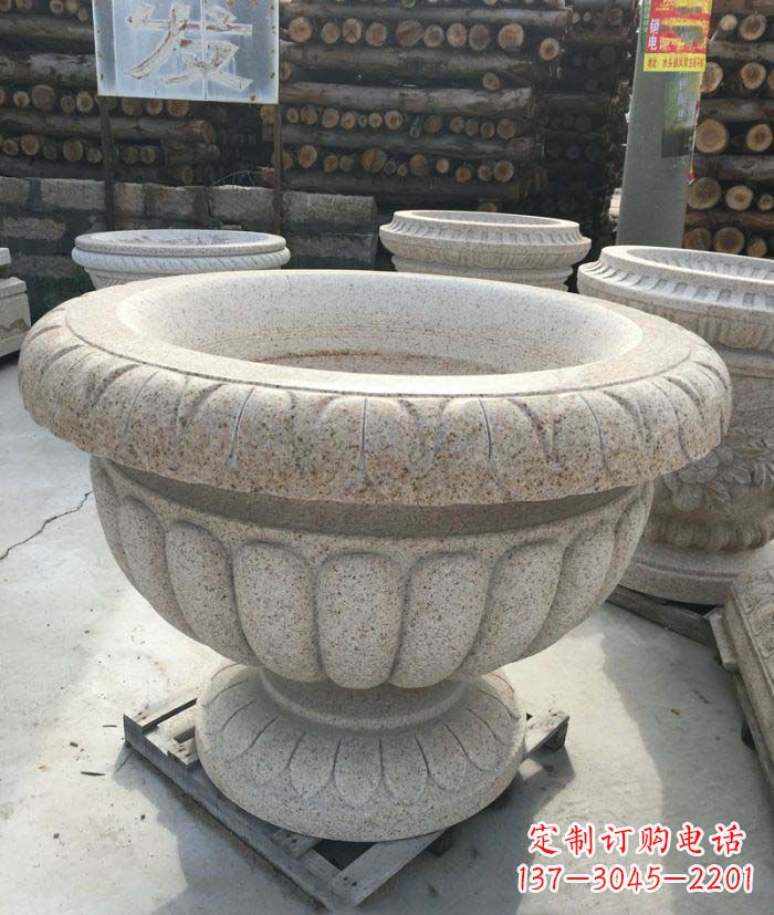 新乡高质量大理石花盆石雕