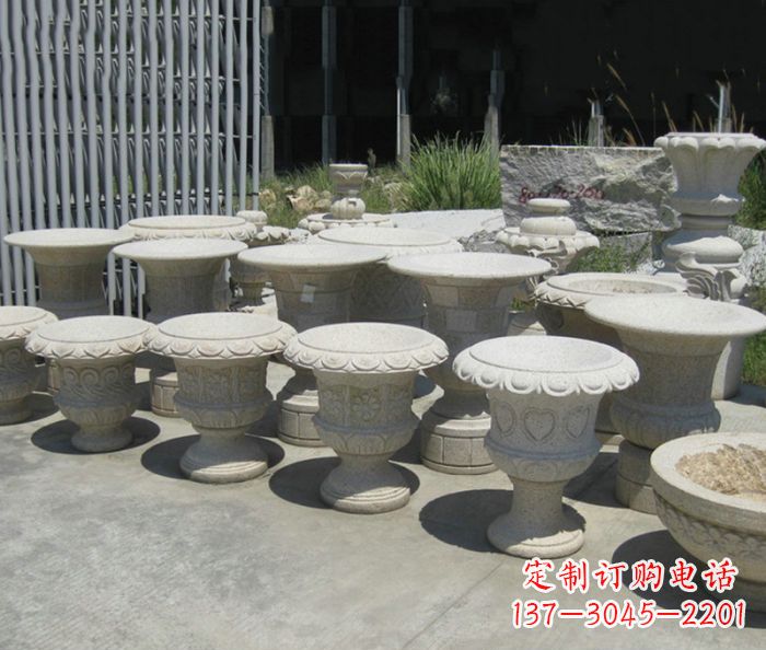 新乡大理石花盆石雕艺术品