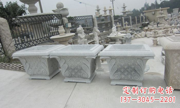 新乡公园景观大理石花盆石雕 (10)