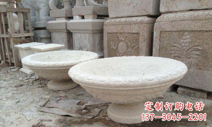 新乡细腻雅致的大理石花盆石雕