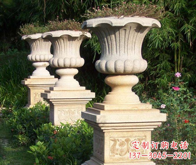 新乡高质量大理石花盆石雕