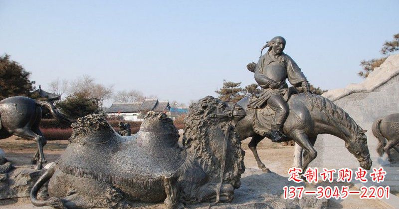 新乡公园骑马的古代少数民族人物小品铜雕