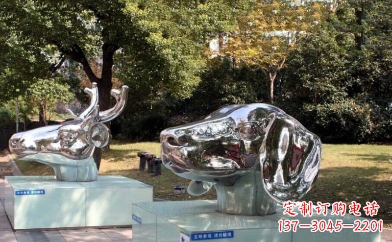 新乡不锈钢十二生肖头像雕塑