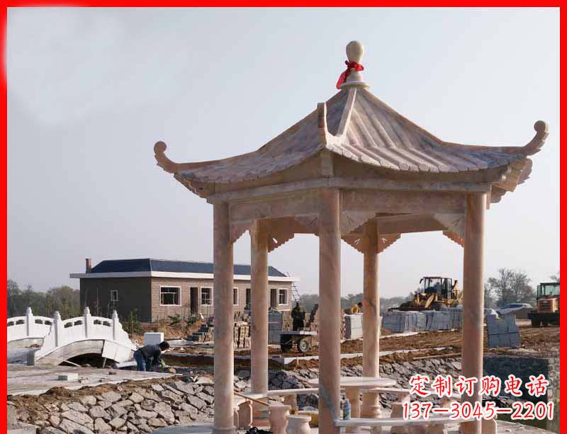 新乡红六角石凉亭雕塑