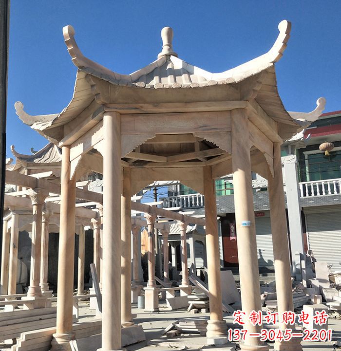 新乡公园晚霞红凉亭雕塑
