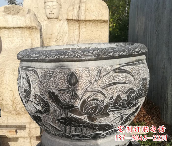 新乡室内装饰用鸳鸯荷花浮雕水缸